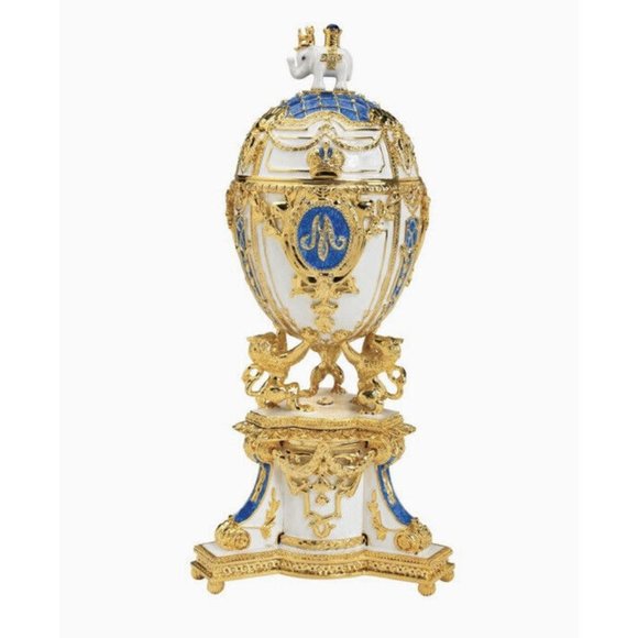 Egg Design Toscano Empress Galina Collectible Enameled Trinket Box Jeweled Blue - Picture 2 of 3